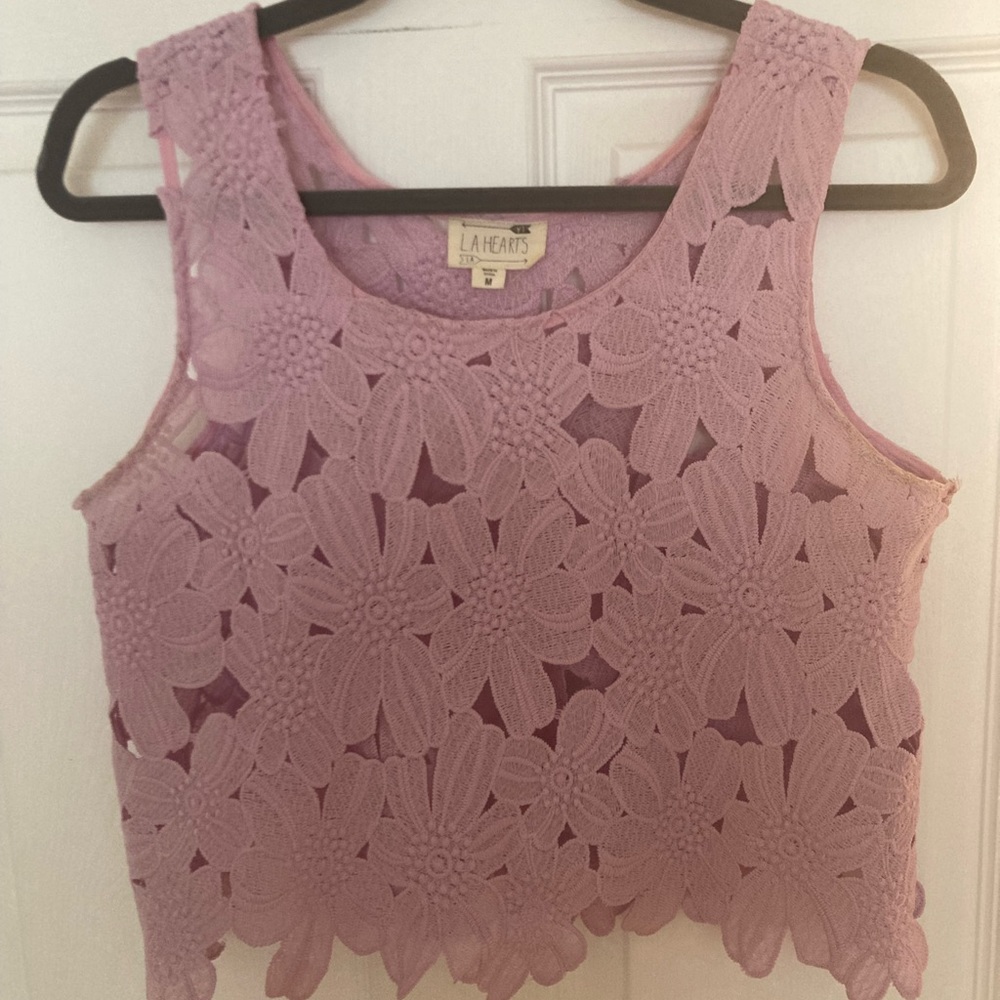 Lace appliqué top